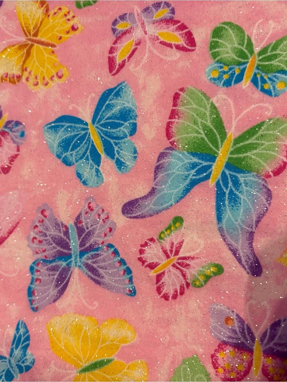 Pink sparkles Butterfly Print Fabric home made blanket!